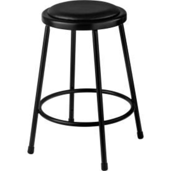 National Public Seating Interion® 24"H Steel Work Stool with Vinyl Seat - Backless - Black - Pack of 2 INT-6424-10/2
